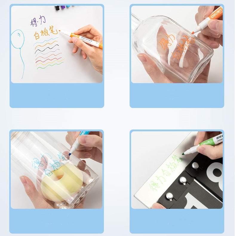 DELI Magnetic Dry Erase Markers,8 Colors Whiteboard Marker Pens