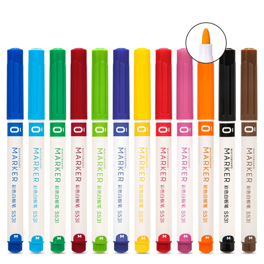 DELI Dry Erase Markers,12 Colors White Board Markers