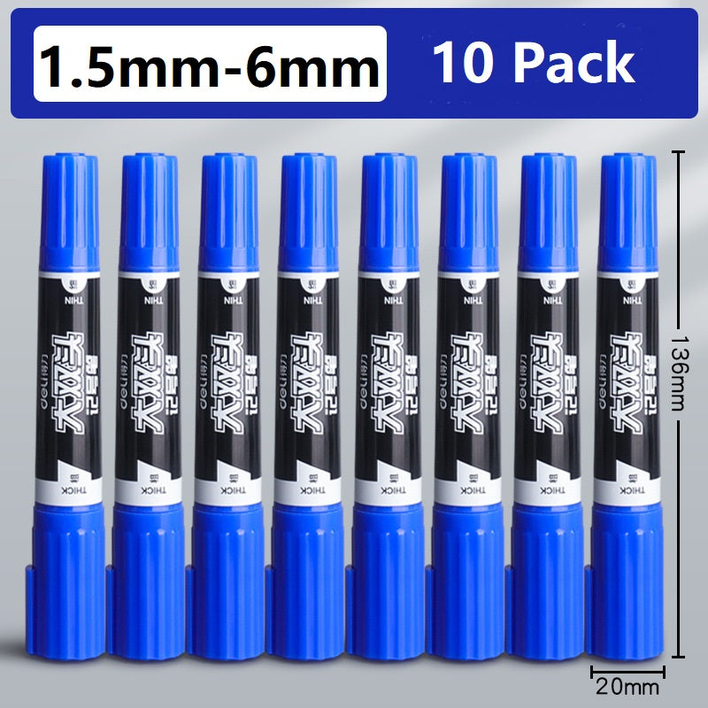 DELI Double Headed Permanent Art Marker Pen,Bullet&Chisel Tip,10 Pack