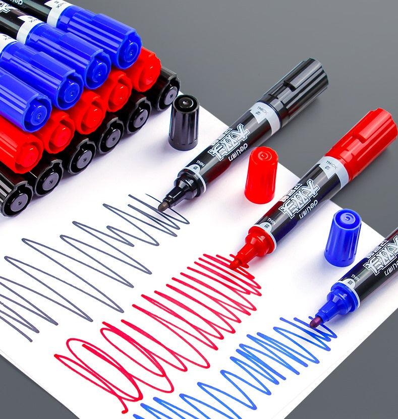 DELI Double Headed Permanent Art Marker Pen,Bullet&Chisel Tip,10 Pack