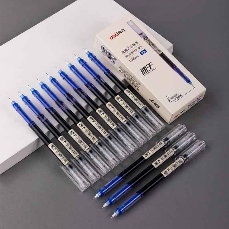 Liiquid Ink Pen DELI Liquid Ink Rollerball Pens Duick-Drying Extra Fine Point 0.38mm 1