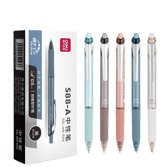 Deli Airium S88-A Quick-Dry Retractable Gel Pen 0.5mm Black 12 Pack