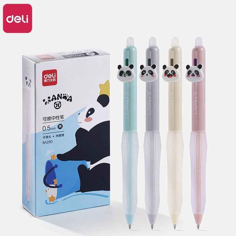 DELI SA290 Panda Thermal Erasable Gel Pen Black/Blue Ink 12 Pack