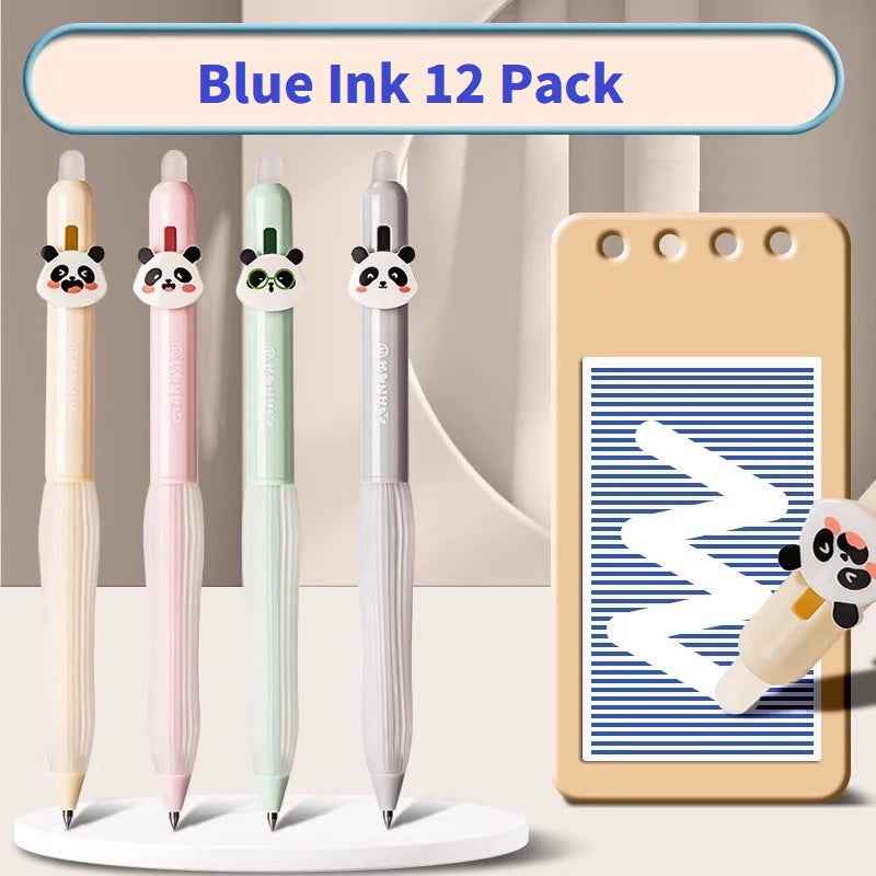 DELI SA290 Panda Thermal Erasable Gel Pen Black/Blue Ink 12 Pack