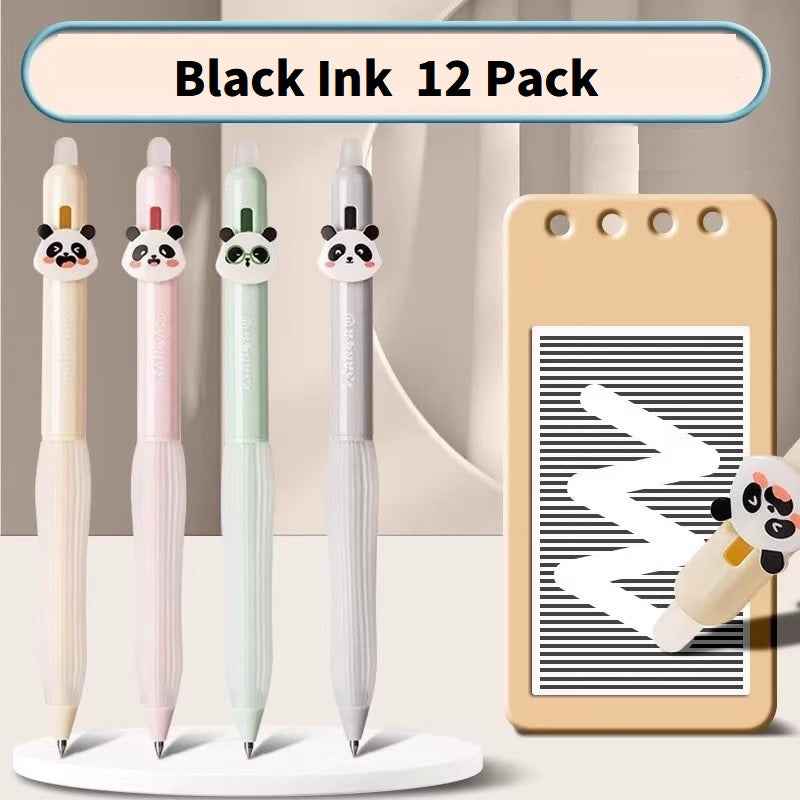 DELI SA290 Panda Thermal Erasable Gel Pen Black/Blue Ink 12 Pack