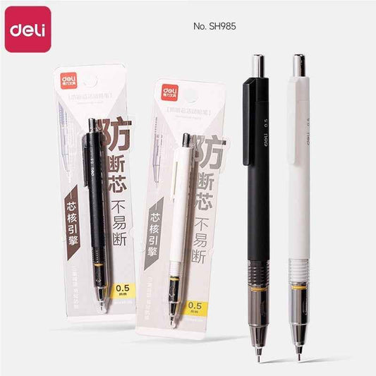 DELI SH985 Automatic  Mechanical Pencil 0.5mm Black/White 2 Pack