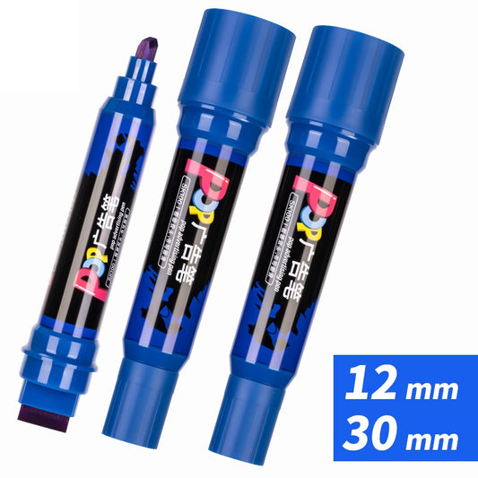 DELI SK100 POP Advertising Marker Pen 12mm-30mm Dual Tip Oil-Based 3 Pack