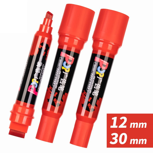 DELI SK100 POP Advertising Marker Pen 12mm-30mm Dual Tip Oil-Based 3 Pack