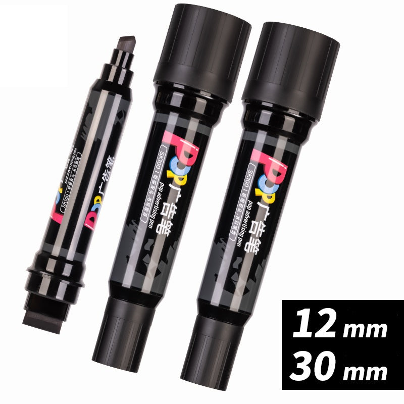 DELI SK100 POP Advertising Marker Pen 12mm-30mm Dual Tip Oil-Based 3 Pack