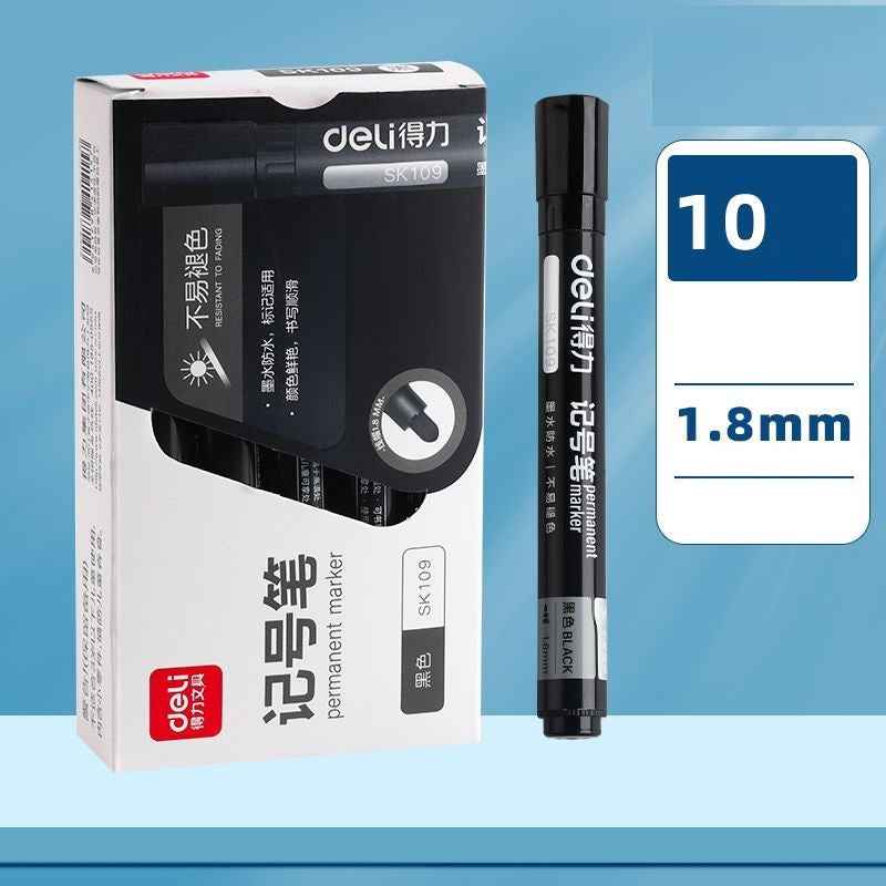 DELI SK109 1.8mm Bullet Tip Permanent Markers 10 Pack
