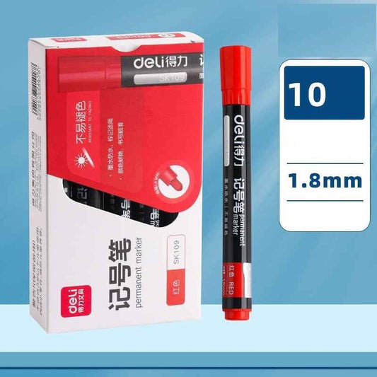 DELI SK109 1.8mm Bullet Tip Permanent Markers 10 Pack