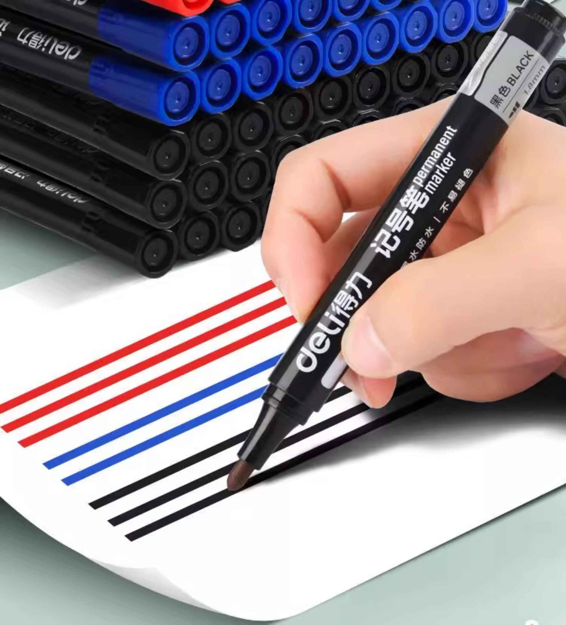 DELI SK109 1.8mm Bullet Tip Permanent Markers 10 Pack