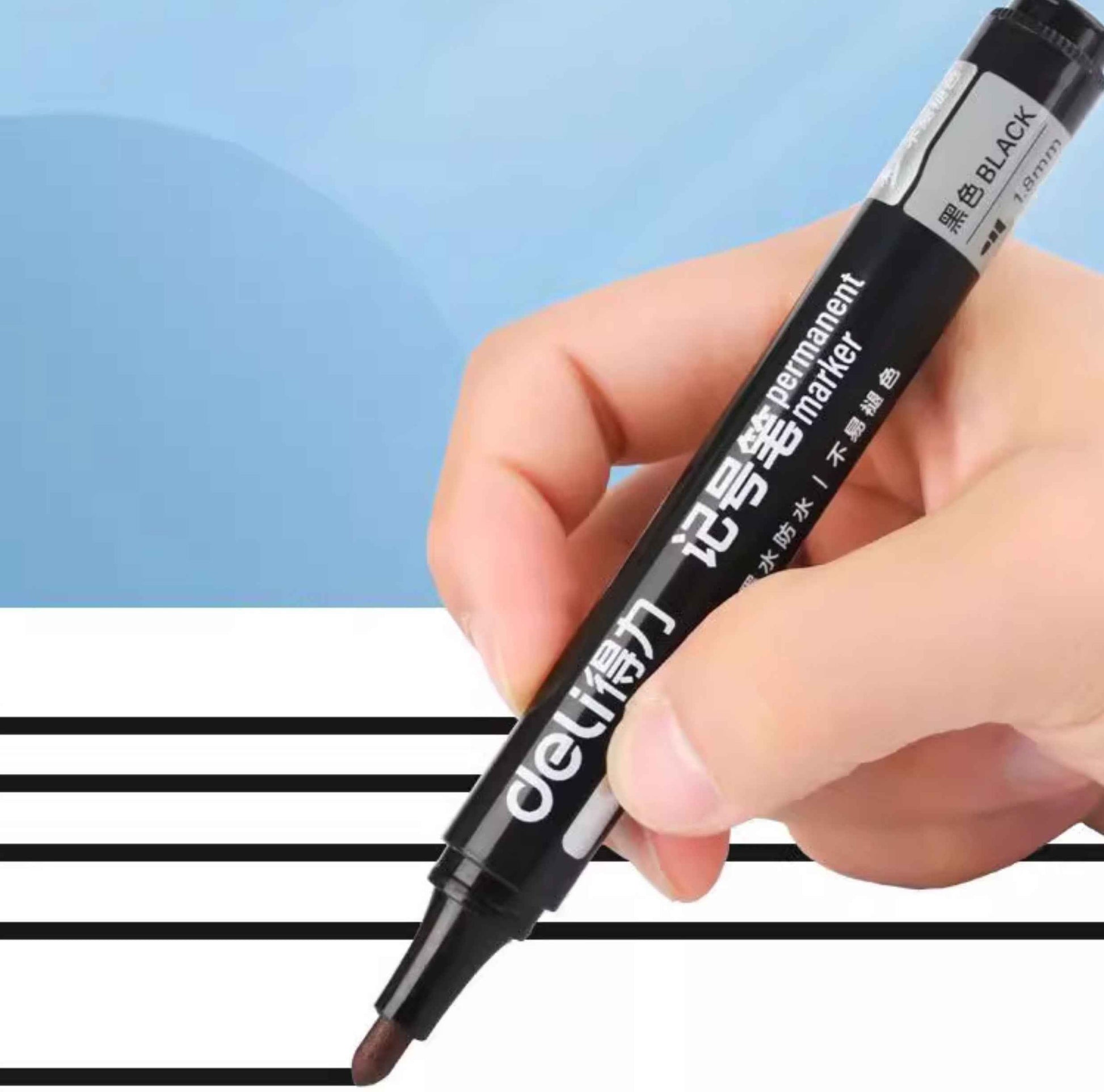 DELI SK109 1.8mm Bullet Tip Permanent Markers 10 Pack