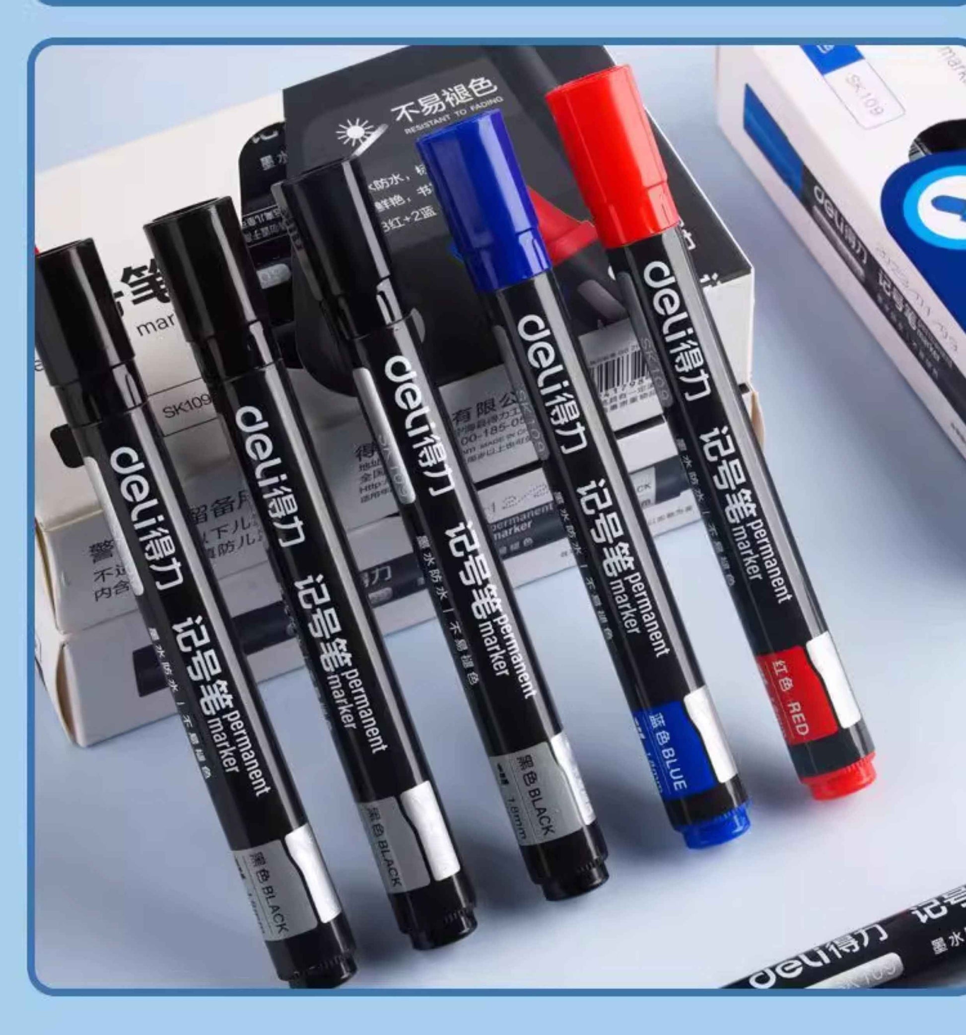 DELI SK109 1.8mm Bullet Tip Permanent Markers 10 Pack