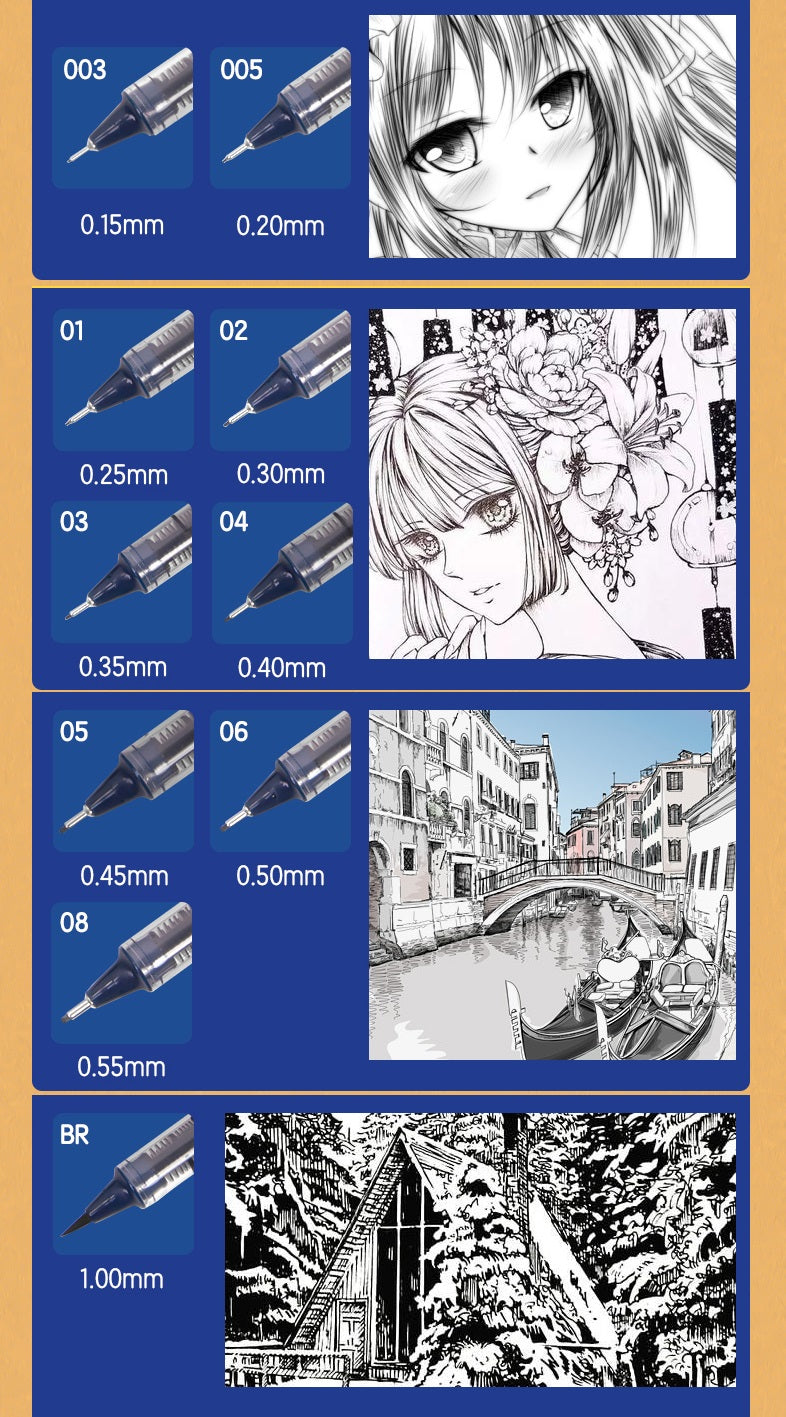 DELI Black Liquid Ink Fineliner Hook Pen for Writing Drawing Journaling 3 Pack