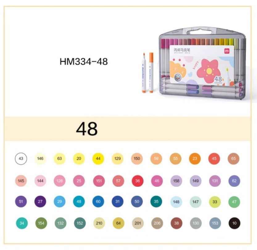 DELI Acrylic Marker Pens – 36/48/60 Vibrant Colors for Kids & School