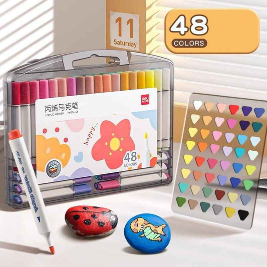 DELI Acrylic Marker Pens – 36/48/60 Vibrant Colors for Kids & School