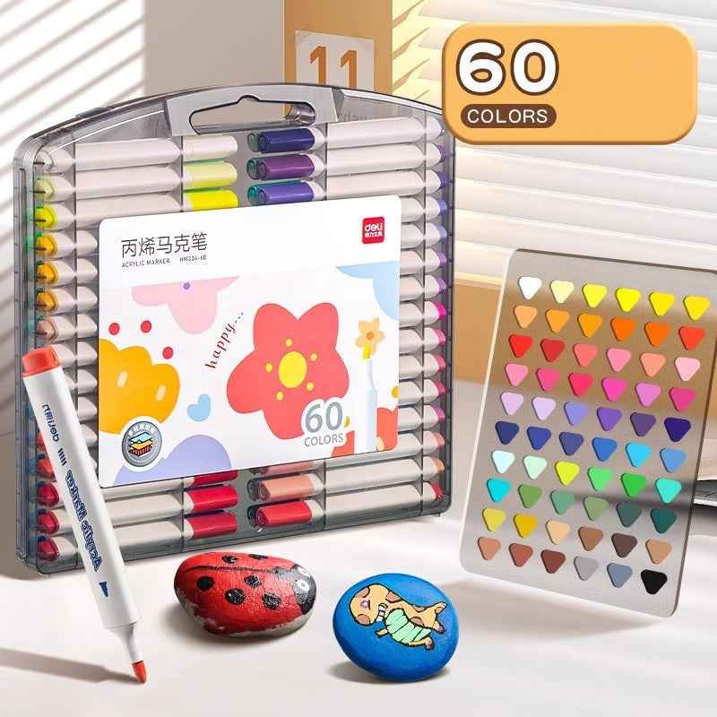 DELI Acrylic Marker Pens – 36/48/60 Vibrant Colors for Kids & School
