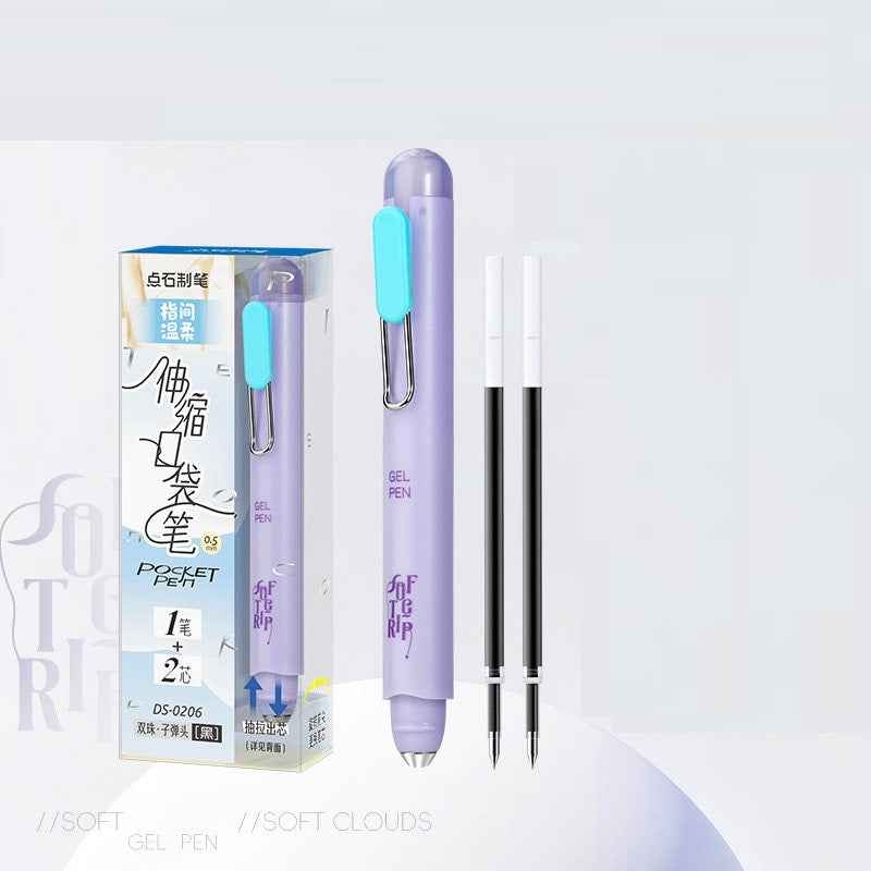 DIANSHI Retractable Pocket Gel Pen 0.5mm with 2 Refills Purple