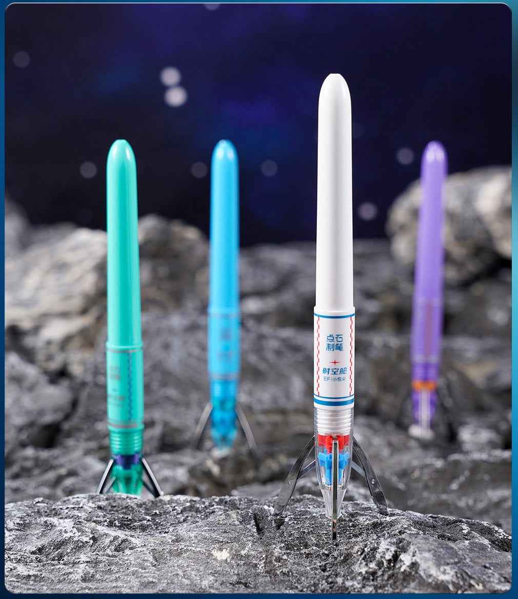 DIANSHI Rocket Fountain Pen EF Nib with Triangle Launch Stand