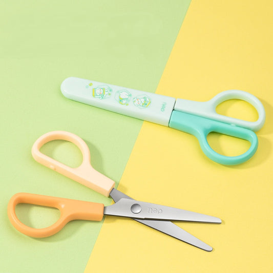 DELI Pointed Tip 12cm Student Kids Scissors with Sheath 2 Pack