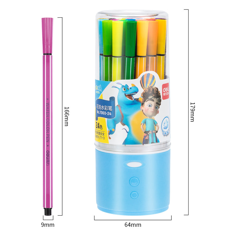 DELI 24 Colors Washable Art Marker Coloring Pens Set for Kids