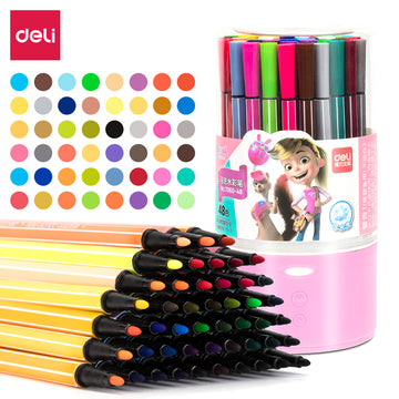 DELI 48 Colors Washable Art Marker Coloring Pens Set for Kids