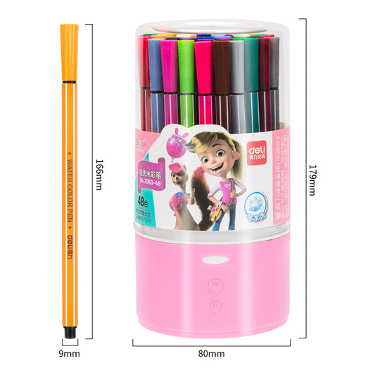 DELI 48 Colors Washable Art Marker Coloring Pens Set for Kids