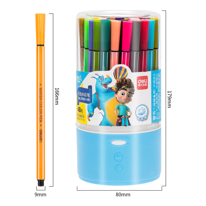 DELI 48 Colors Washable Art Marker Coloring Pens Set for Kids