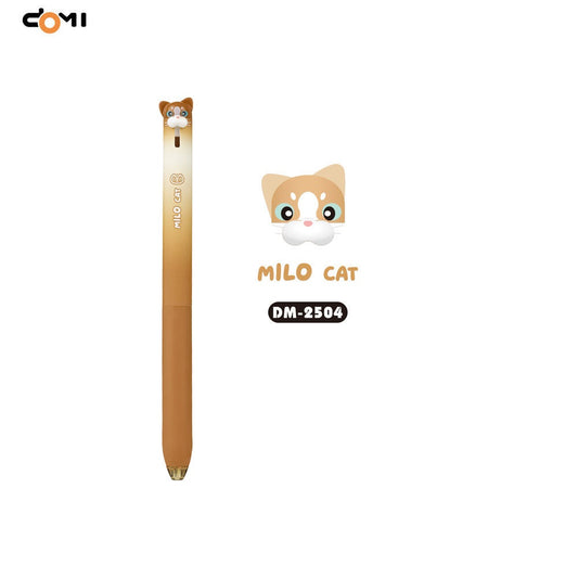 DOMI MILO Cat Retractable Gel Pens | 0.5mm Black Ink,12 Pack