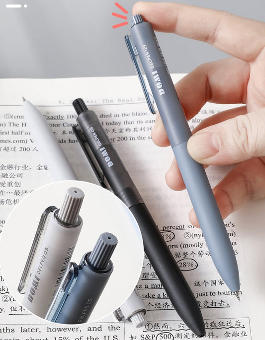 DOMI Silent Click Retractable Gel Pens 0.5mm Fast-Dry Black Ink 12 Pack