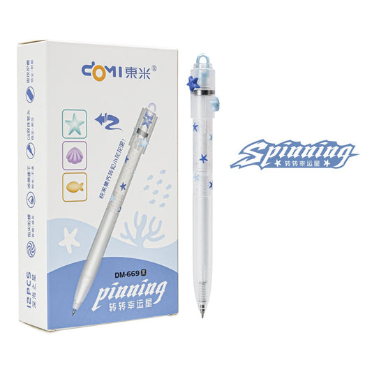 DOMI Ocean Spinning Gel Pen Stress-Relief Fidget,0.5mm Black Ink 12 Pack