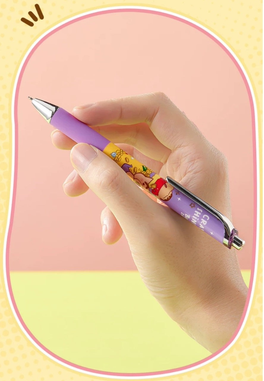 Deli × Crayon Shin-chan Retractable Gel Pen – 0.5mm Black Ink, Set of 12