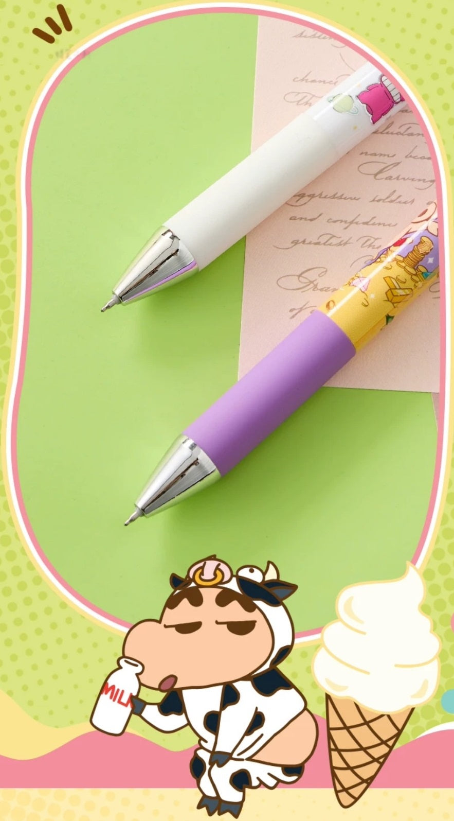 Deli × Crayon Shin-chan Retractable Gel Pen – 0.5mm Black Ink, Set of 12