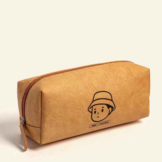 Dupont Paper Pencil Case Student Stationery Organizer Pouch Light Brown