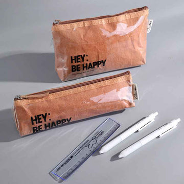Dupont Paper & TPU Pencil Case Set - Large & Small Pen Pouches 2 Pack Kraft Brown