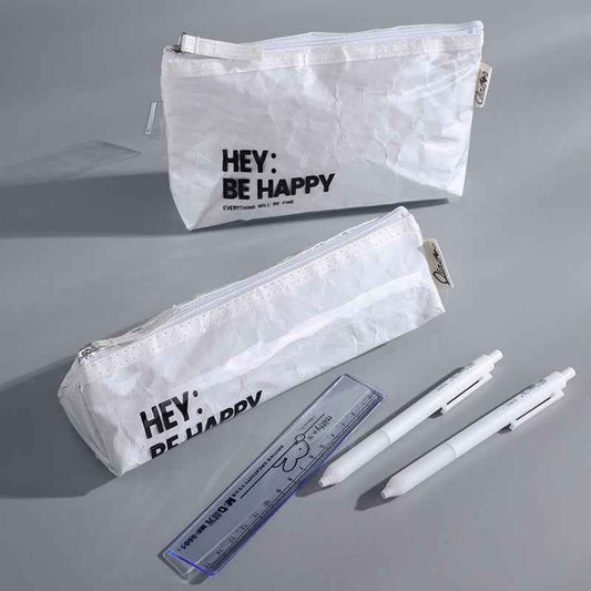 Dupont Paper & TPU Pencil Case Set - Large & Small Pen Pouches 2 Pack Pure White