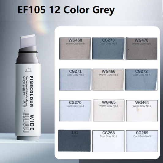 FINECOLOUR EF105 Wide-Tip Alcohol Sketch Marker Set 12 Color