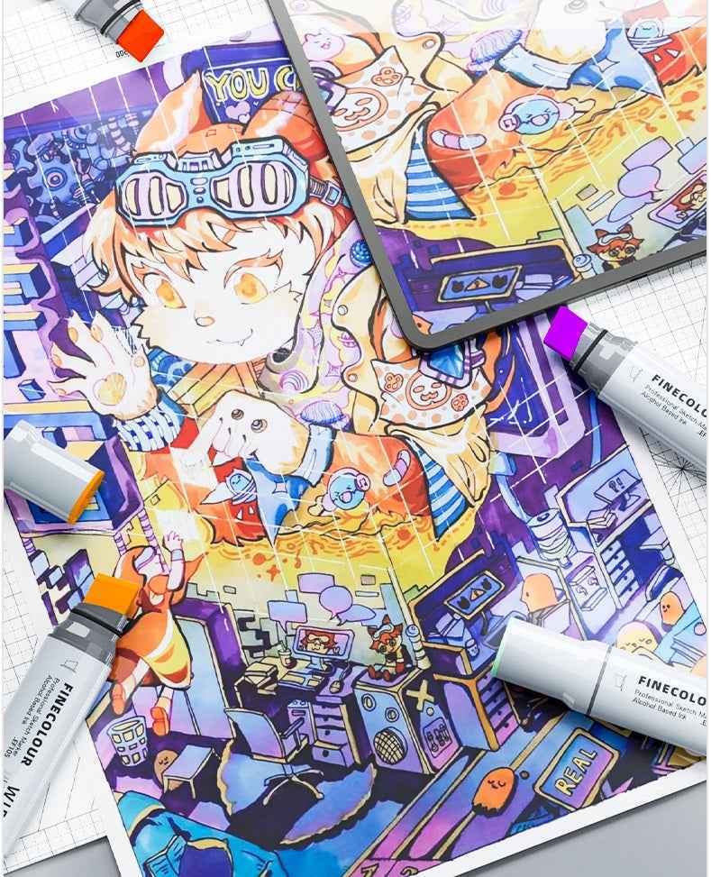 FINECOLOUR EF105 Wide-Tip Alcohol Sketch Marker Set 72 Color