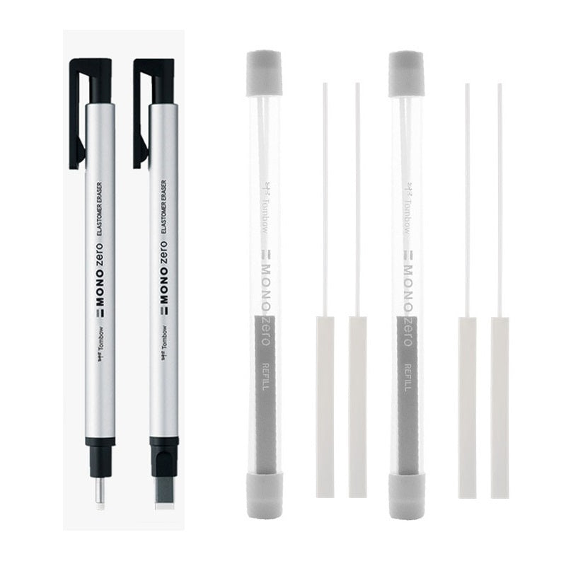 Tombow Mono Zero Pen-Style Eraser Set (Round Rectangle Tip & 4 Refills)