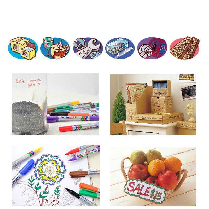 Artline 041T Twin-Nib Permanent Markers 0.4mm-1.0mm 12 Pack