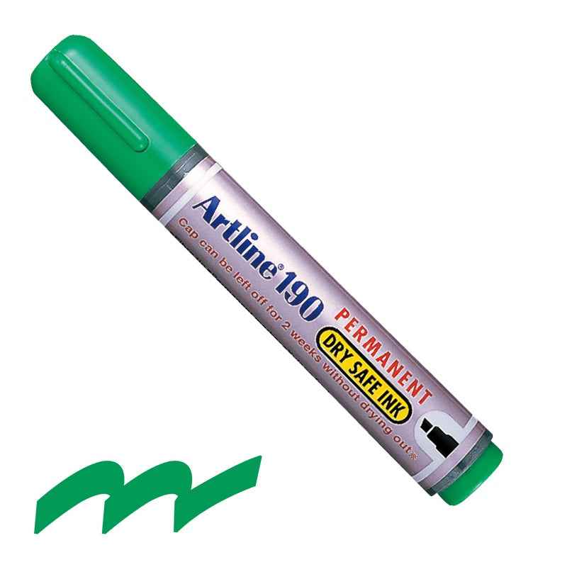 Artline 190 Dry-Safe Permanent Markers | 2.0-5.0mm Chisel Tip 4 Pack