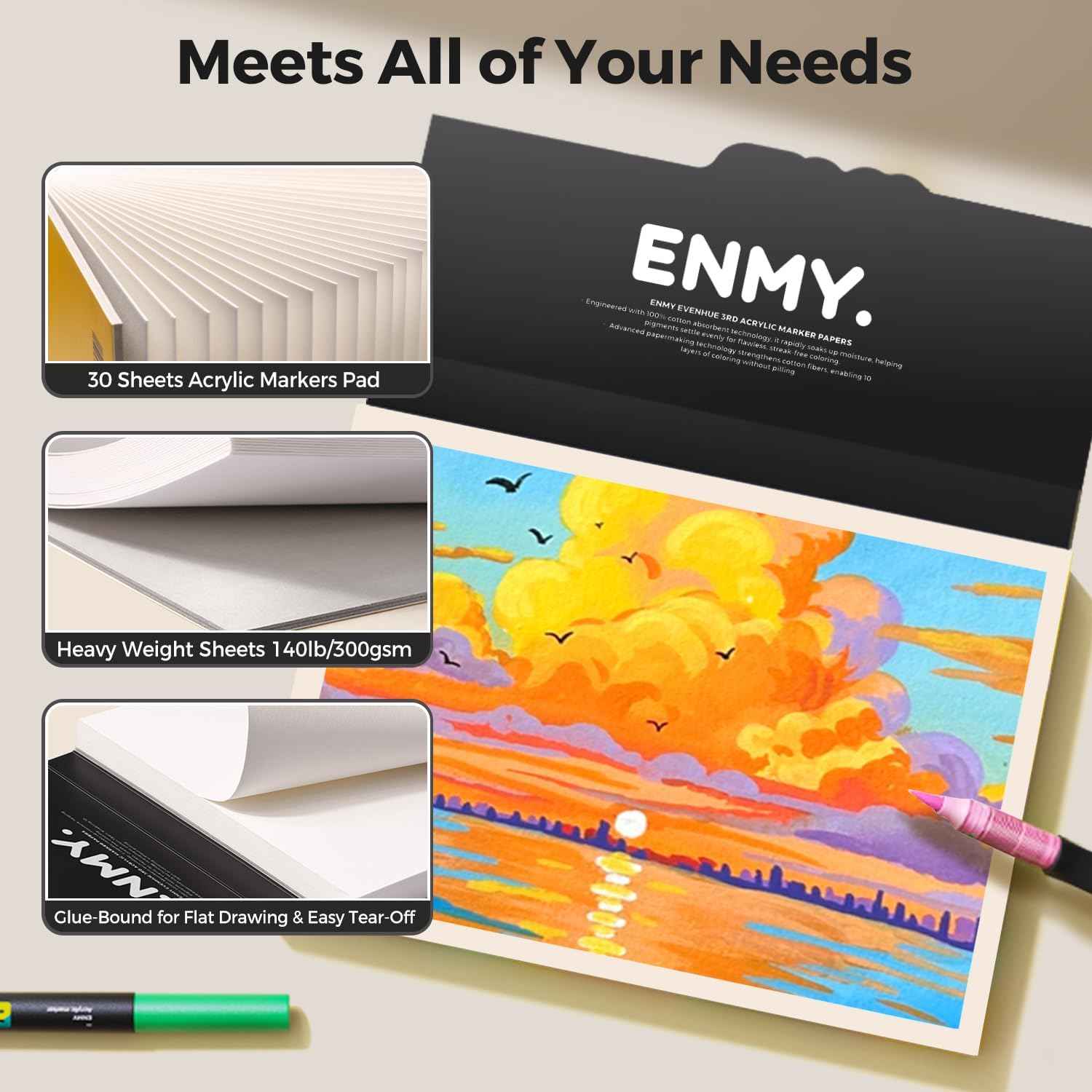 ENMY 32K/16K Acrylic Marker Sketch Pad,30 Sheets