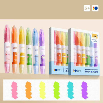 ENMY 6 Pastel Color Erasable Highlighters – Double Tip - 2 Pack