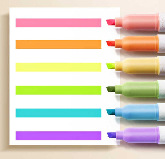 ENMY 6 Pastel Color Erasable Highlighters – Double Tip - 2 Pack