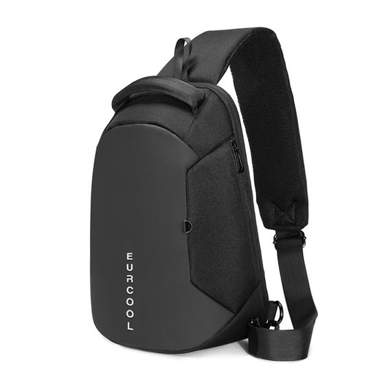 EURCOOL 1285 Férfi Fekete Kültéri Oldaltáska Mellre