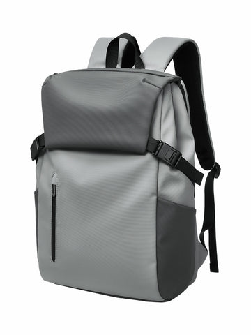 EURCOOL 6671 Men's Gray Flap Backpack College Rucksack