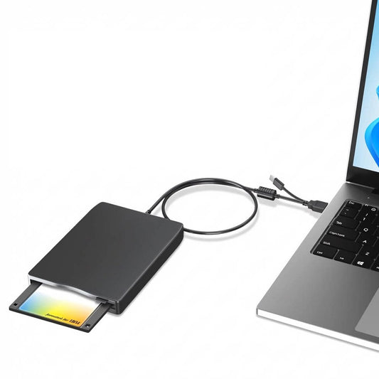 Външно 3,5" флопи устройство USB 2.0 и Type-C за лаптоп и настолен компютър, Plug & Play