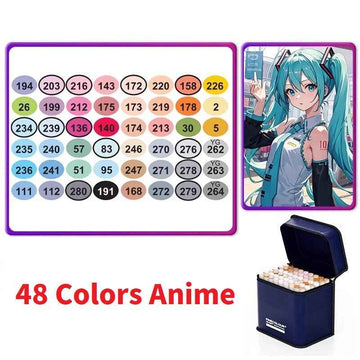 FINECOLOUR EF100 Alcohol Marker Set of 48 Colors Dual Tip Anime