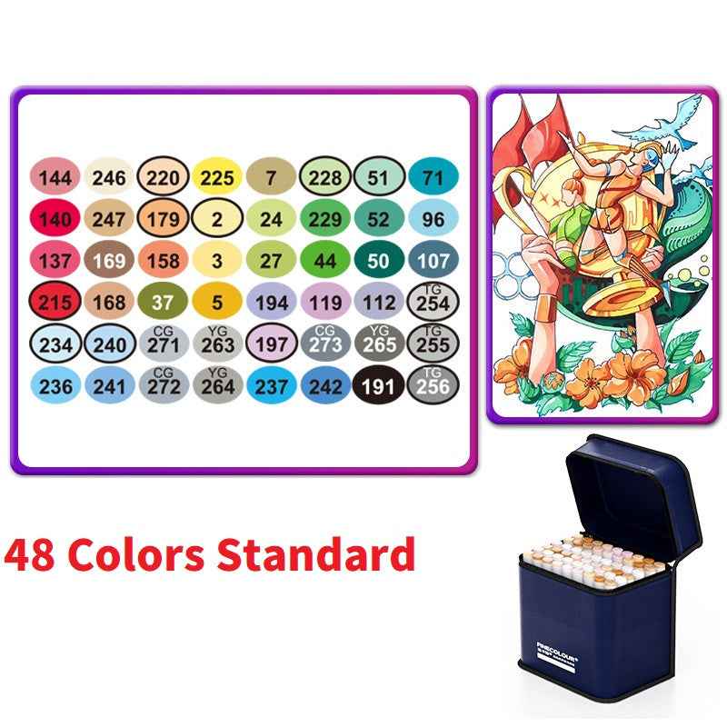 FINECOLOUR EF100 Alcohol Marker Set of 48 Colors Dual Tip Standard